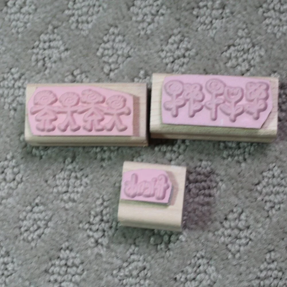 Lot of 3 Stampin' Up 2004 Friends Themed Wood Mounted Stamps